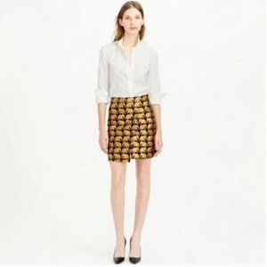 J. Crew Factory Black and Gold Elephant Patterned Mini Skirt size 4